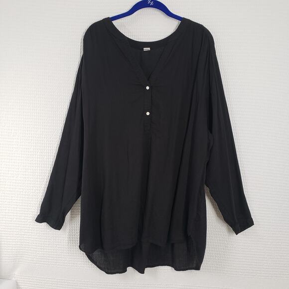 Old Navy Tunic Top Womens XXL Black Gothic Summer Oversized Cotton Casual V-Neck - Picture 1 of 16